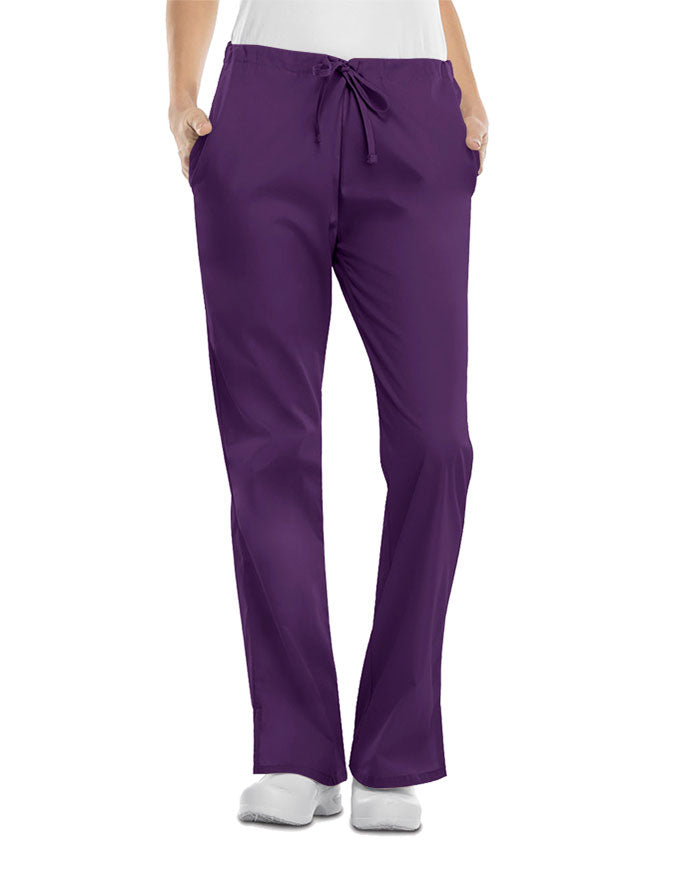 Cherokee Workwear Womens Petite Three Pocket Pants New Eggplant