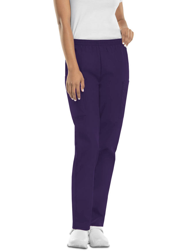 Cherokee Workwear Women Four Pocket Petite Pants - New Eggplant