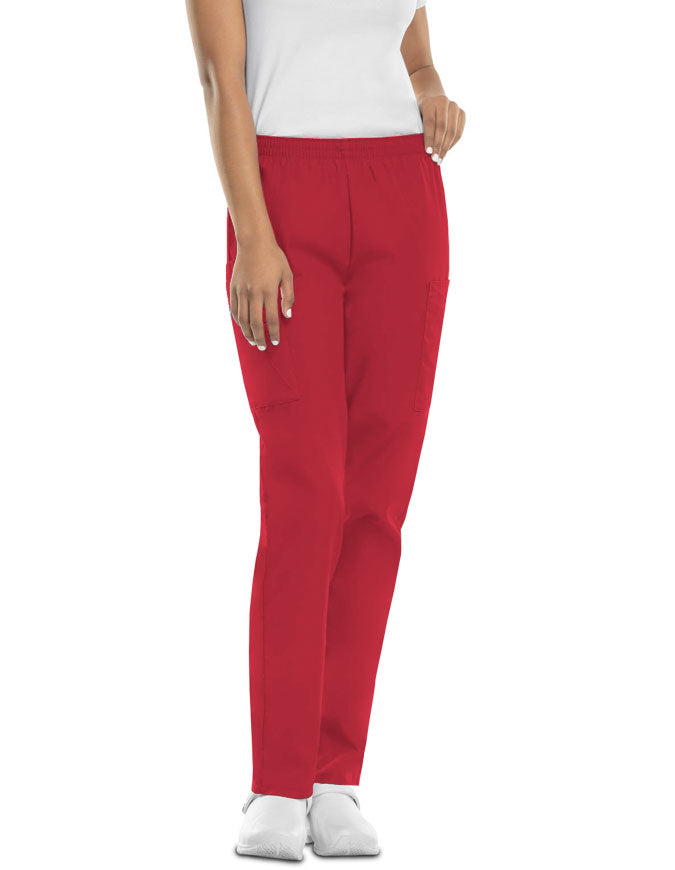 Cherokee Workwear Women Four Pocket Petite Pants - Red