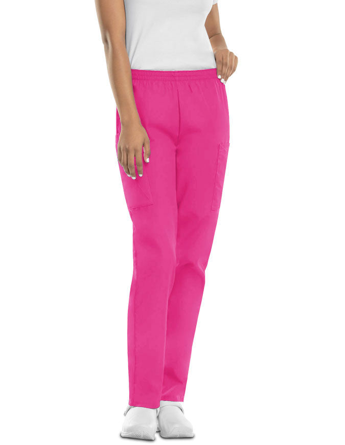 Cherokee Workwear Womens Two Pocket Utility Cargo Scrub Pants - Shocking Pink