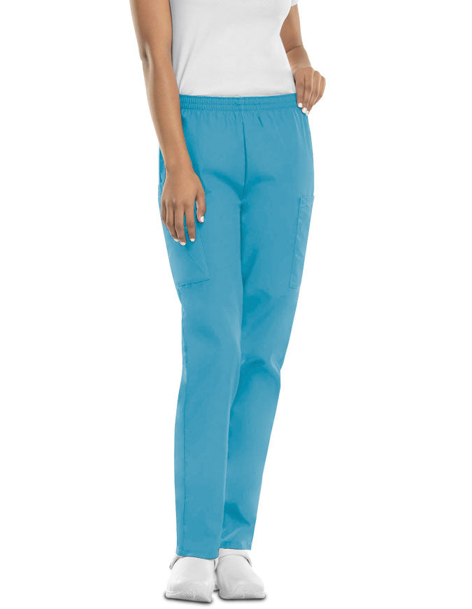 Cherokee Workwear Womens Two Pocket Utility Cargo Scrub Pants - Turquoise