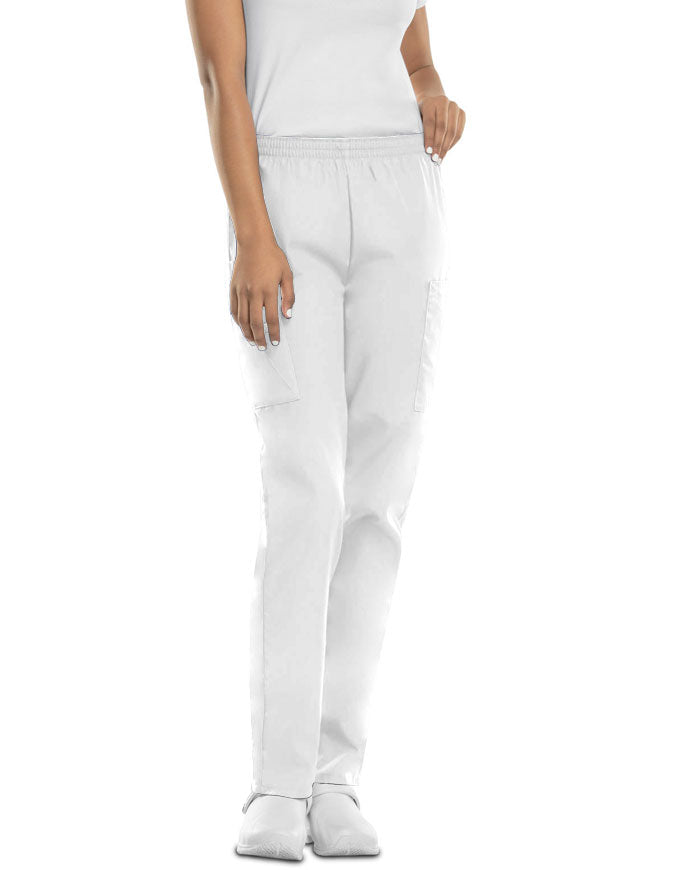 Cherokee Workwear Womens Two Pocket Utility Cargo Scrub Pants - White