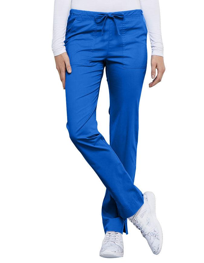 Cherokee Workwear Mid-Rise Slim Drawstring Pant Royal Blue