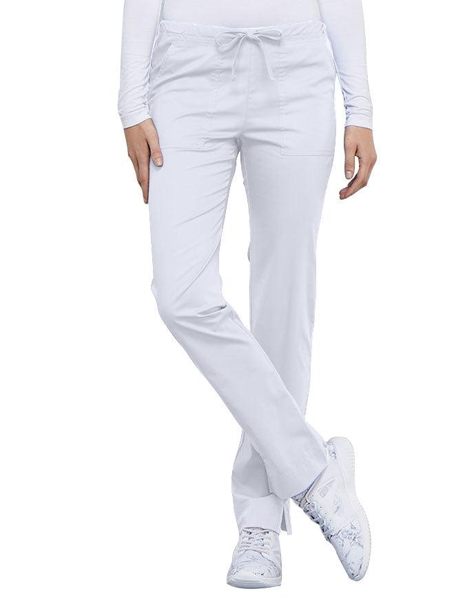 Cherokee Workwear Mid-Rise Slim Drawstring Pant White