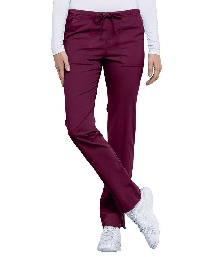 Cherokee Workwear Mid-Rise Slim Drawstring Pant Wine