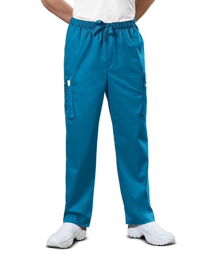 Cherokee WorkWear Men Natural Rise Drawstring Pants Carribean Blue