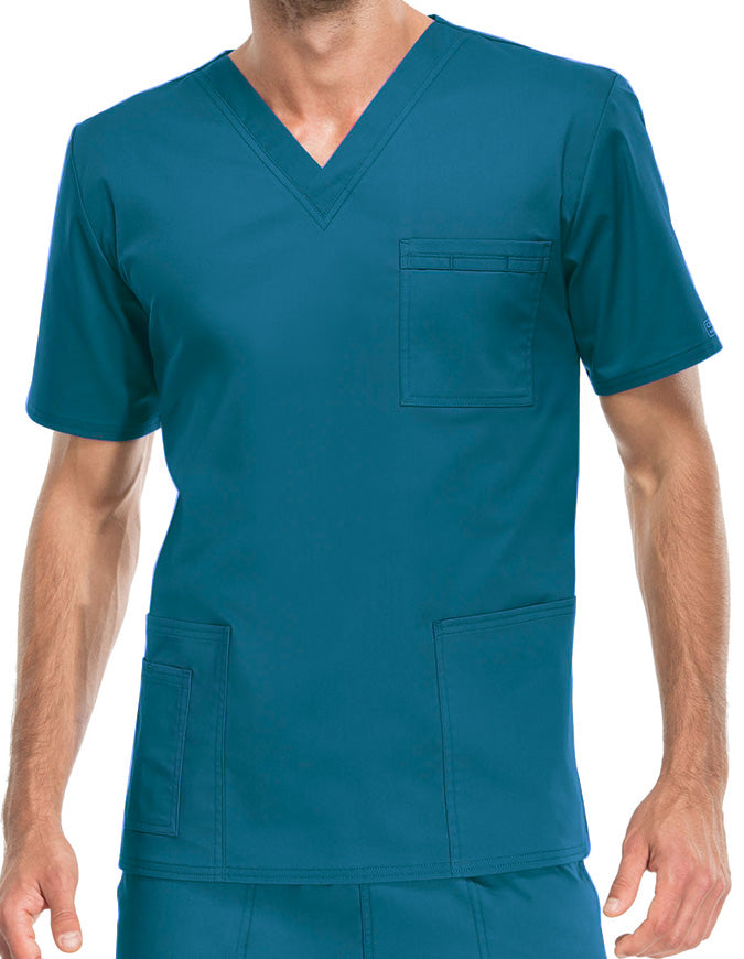 Cherokee Workwear Unisex V-Neck Nurses Scrub Top - Caribbean Blue