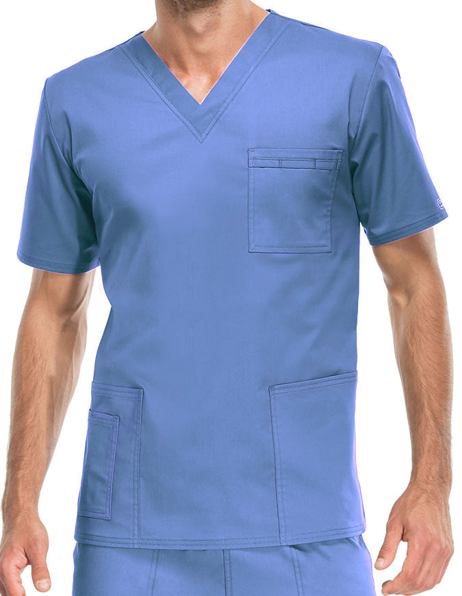 Cherokee Workwear Unisex V-Neck Nurses Scrub Top - Ciel Blue