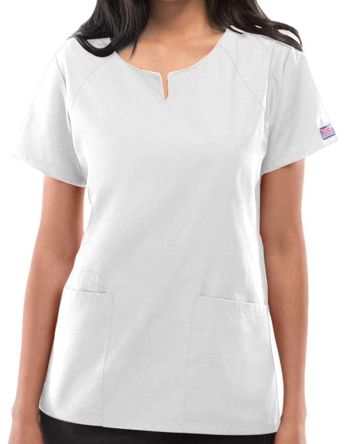 Cherokee Workwear Womens Four Pocket Scrub Top White