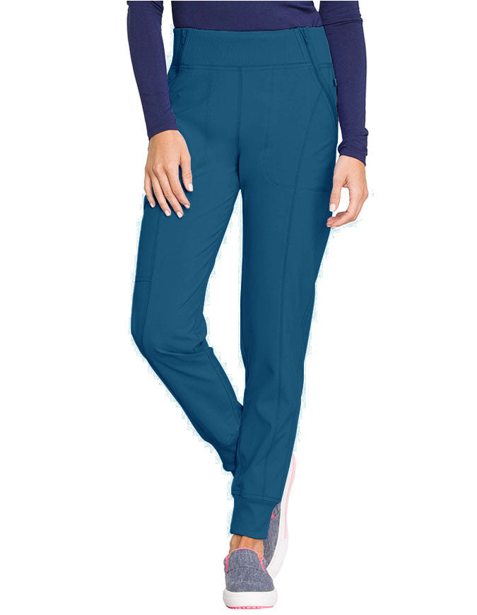 Cherokee Infinity Women's Knit Waistband Mid Rise Tapered Leg Jogger Pant Caribbean Blue