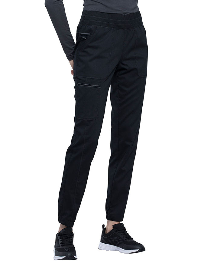 Cherokee Workwear Revolution Women's Natural Rise Tapered Leg Jogger Pant Black