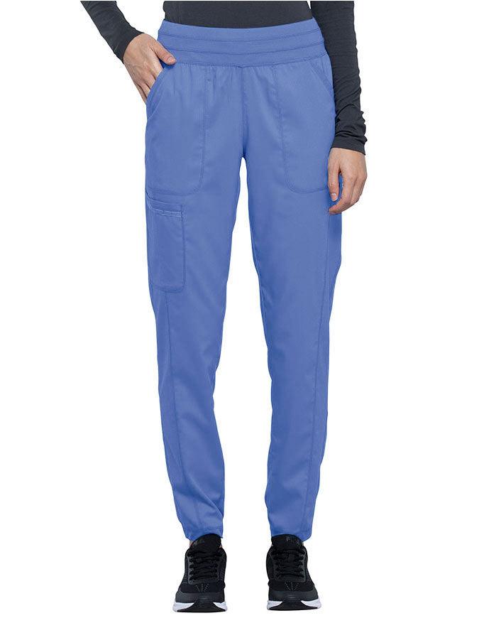 Cherokee Workwear Revolution Women's Natural Rise Tapered Leg Jogger Petite Pant - Ciel Blue