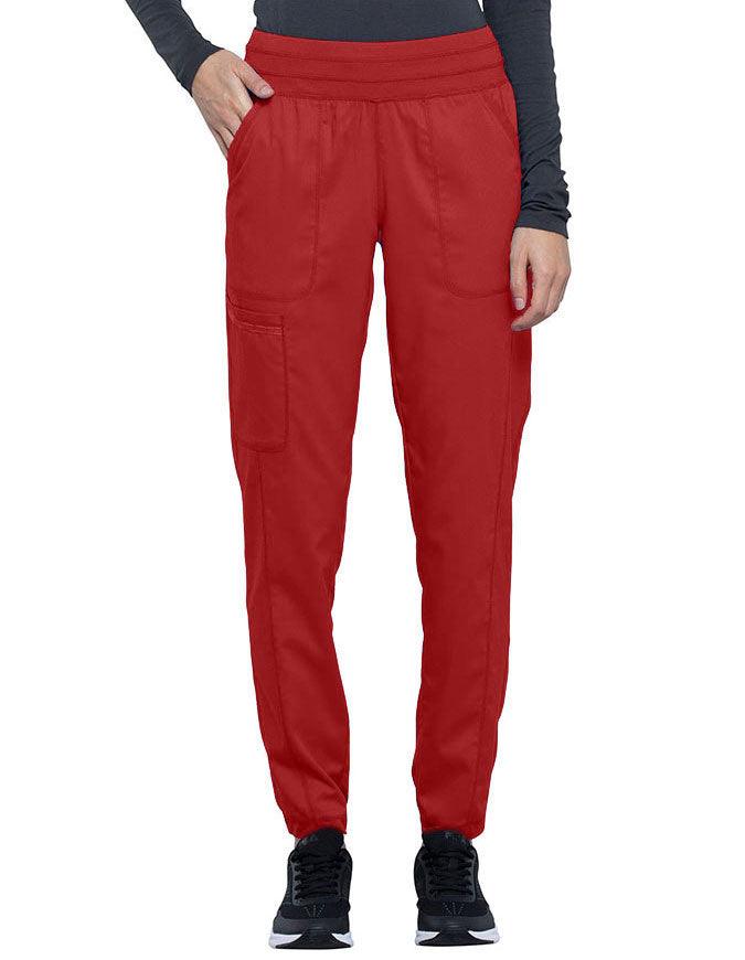 Cherokee Workwear Revolution Women's Natural Rise Tapered Leg Jogger Petite Pant - Red