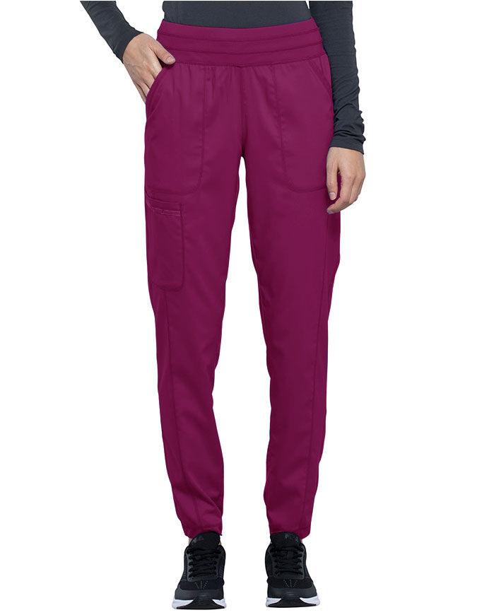 Cherokee Workwear Revolution Women's Natural Rise Tapered Leg Jogger Petite Pant - Wine