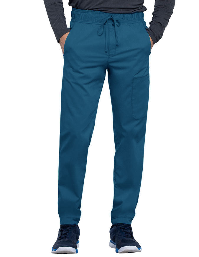 Cherokee Workwear Revolution Men's Natural Rise Straight Leg Jogger Petite Pant - Caribbean Blue