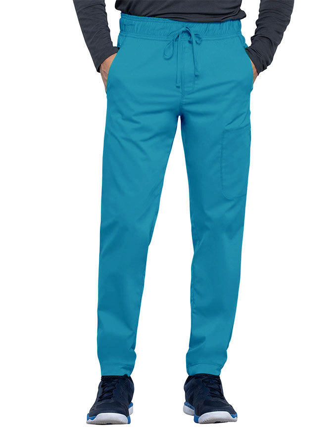 Cherokee Workwear Revolution Men's Natural Rise Straight Leg Jogger Pant teal blue