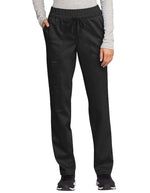 Cherokee Workwear Revolution Women's Mid Rise Tapered Leg Drawstring Petite Pant black