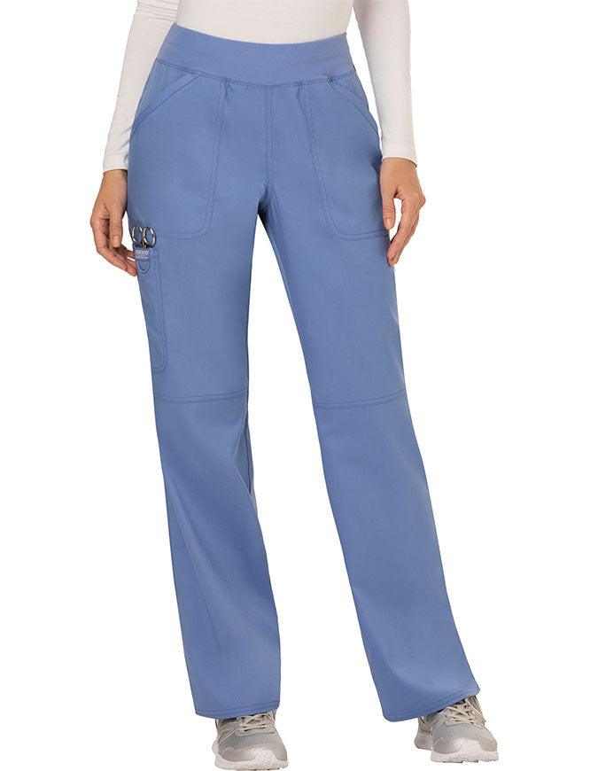 Cherokee Workwear WW Revolution Womens Mid Rise Straight Leg Pull-on Pant - Ceil Blue