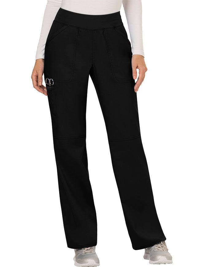 Cherokee Workwear WW Revolution Womens Mid Rise Straight Leg Pull-on Pant - Black