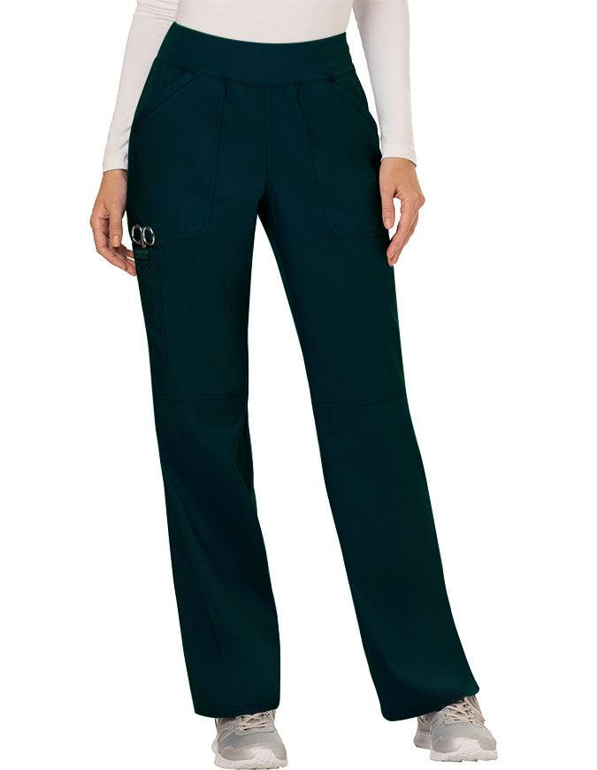 Cherokee Workwear WW Revolution Womens Mid Rise Straight Leg Pull-on Pant - Caribbean Blue