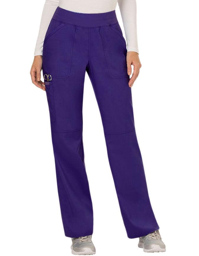 Cherokee Workwear WW Revolution Womens Mid Rise Straight Leg Pull-on Pant - Grape