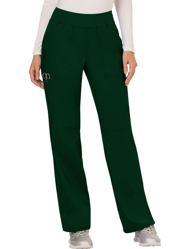 Cherokee Workwear WW Revolution Womens Mid Rise Straight Leg Pull-on Pant - Hunter Green