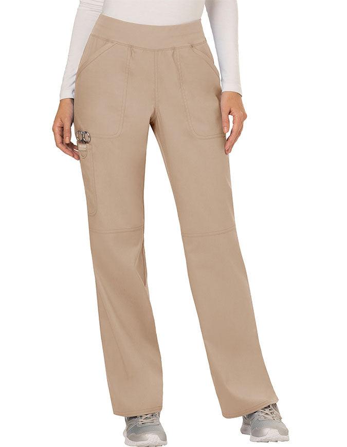 Cherokee Workwear WW Revolution Womens Mid Rise Straight Leg Pull-on Pant - Khaki