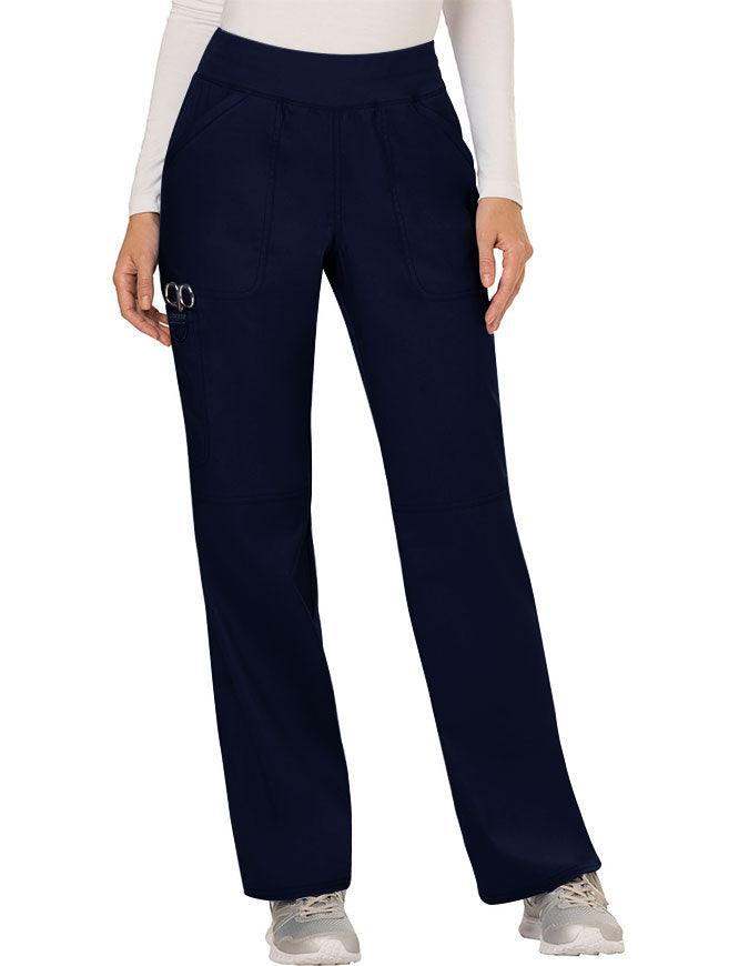 Cherokee Workwear WW Revolution Womens Mid Rise Straight Leg Pull-on Pant - Navy