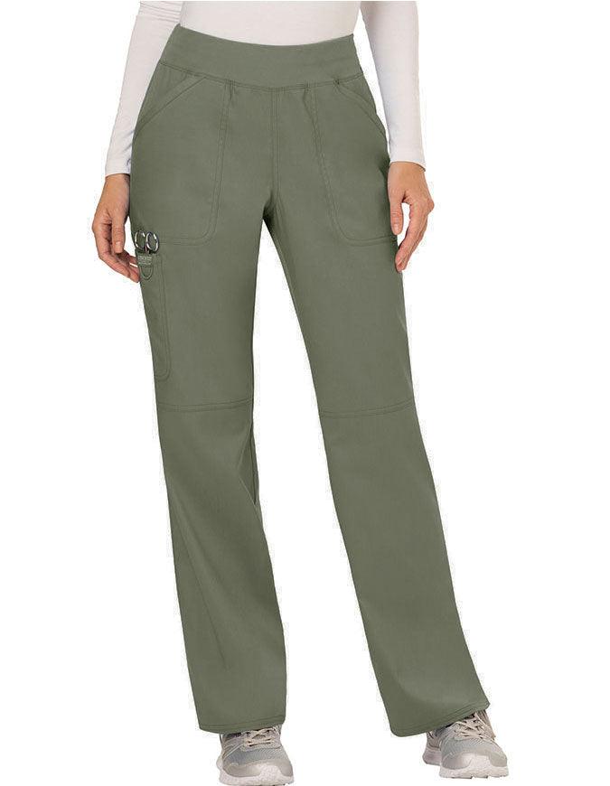 Cherokee Workwear WW Revolution Womens Mid Rise Straight Leg Pull-on Pant - Olive