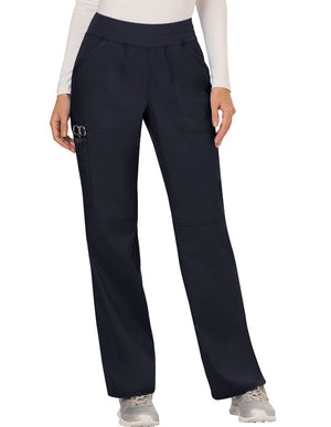 Cherokee Workwear Revolution Womens Mid Rise Straight Leg Pull-on Petite Pant 