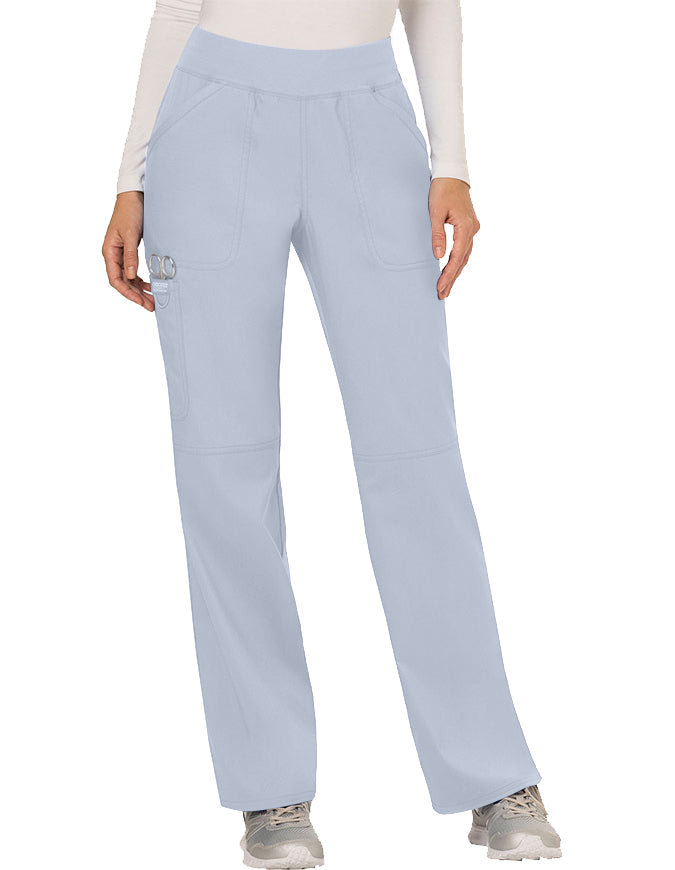 Cherokee Workwear Revolution Womens Mid Rise Straight Leg Pull-on Petite Pant - Grey