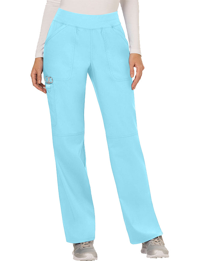 Cherokee Workwear Revolution Womens Mid Rise Straight Leg Pull-on Petite Pant - Turqouise