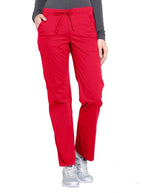 Cherokee Workwear Professionals Women's Drawstring Mid Rise Straight Leg Tall Pant - Red