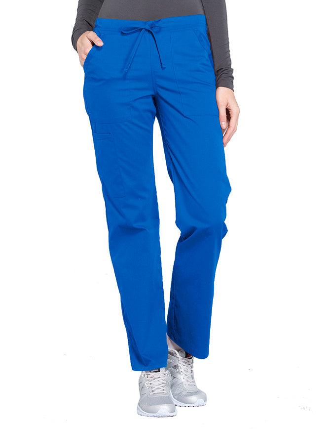 Cherokee Workwear Professionals Women's Drawstring Mid Rise Straight Leg Tall Pant - Royal