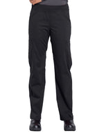 Cherokee Workwear Professionals Women's Elastic Waist Mid Rise Straight Leg Pull-on Cargo Pant Black