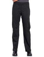 Cherokee Workwear Professionals Women's Elastic Waist Mid Rise Straight Leg Pull-on Cargo Petite Pant - Black