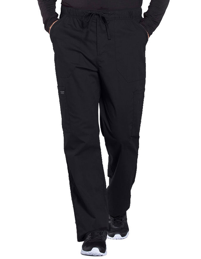 Cherokee Workwear Professionals Men's Tapered Leg Drawstring Cargo Pant - Black