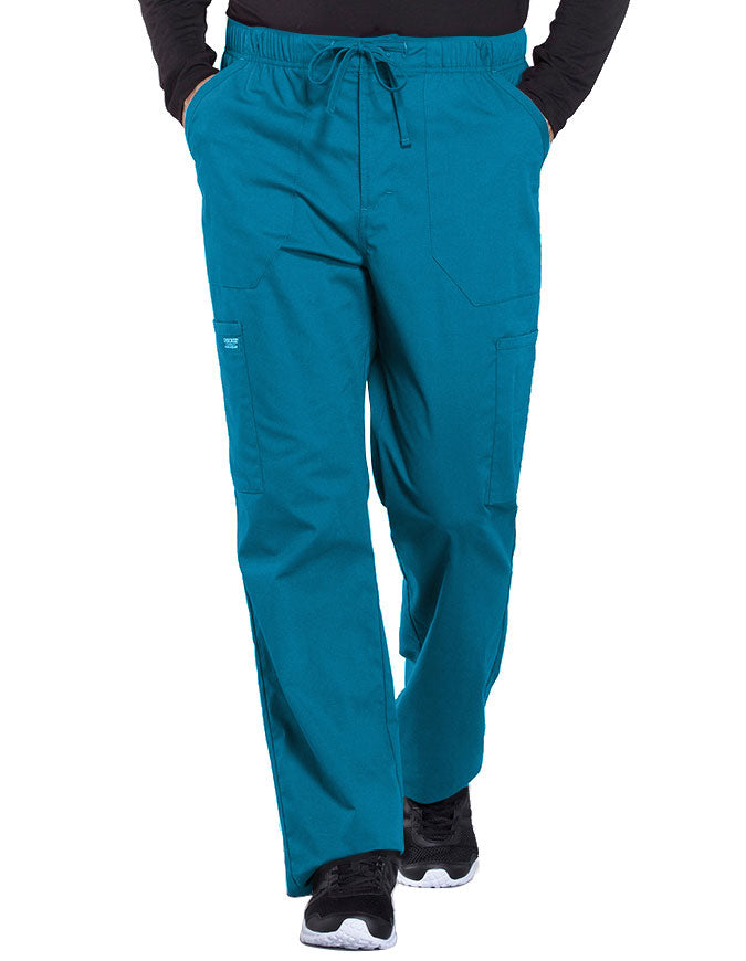 Cherokee Workwear Professionals Men's Tapered Leg Drawstring Cargo Pant - Caribbean Blue