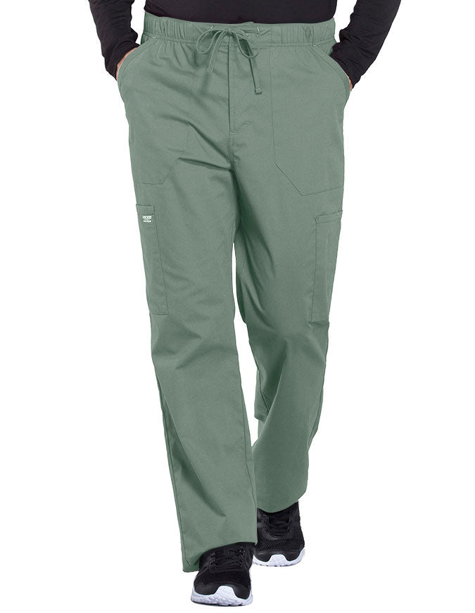 Cherokee Workwear Professionals Men's Tapered Leg Drawstring Cargo Pant - Olive