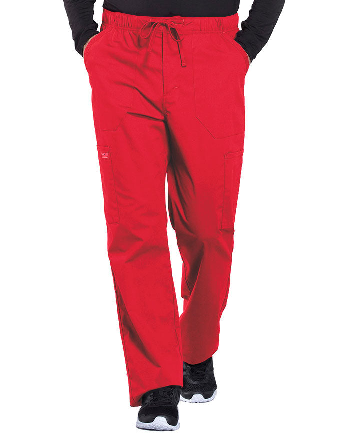 Cherokee Workwear Professionals Men's Tapered Leg Drawstring Cargo Pant - Red