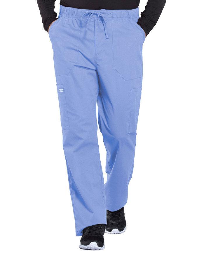 Cherokee Workwear Professionals Men's Tapered Leg Drawstring Cargo Petite Pant - Ciel Blue