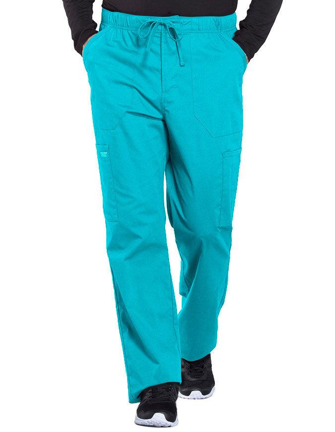 Cherokee Workwear Professionals Men's Tapered Leg Drawstring Cargo Petite Pant - Teal Blue