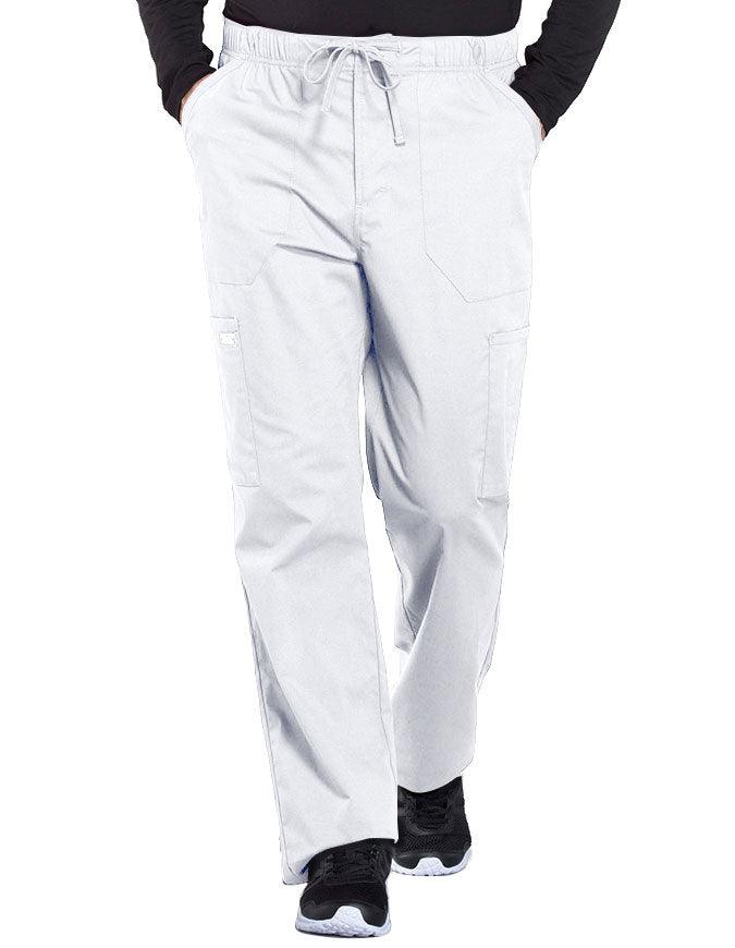 Cherokee Workwear Professionals Men's Tapered Leg Drawstring Cargo Petite Pant - White