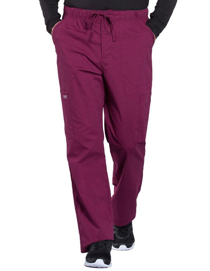 Cherokee Workwear Professionals Men's Tapered Leg Drawstring Cargo Petite Pant - Wine