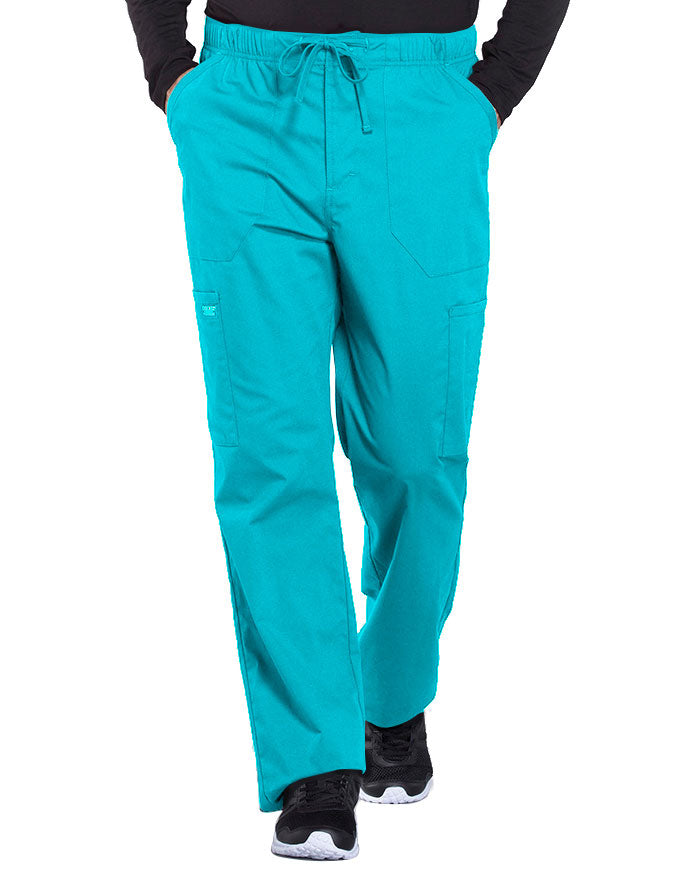 Cherokee Workwear Professionals Men's Tapered Leg Drawstring Cargo Pant - Teal Blue