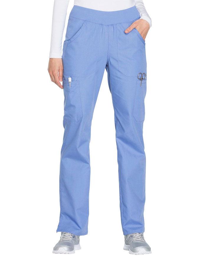 Cherokee Workwear Women's Mid Rise Straight Leg Pull-on Cargo Pant - Ciel Blue