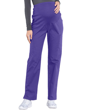 Cherokee Workwear Professionals Maternity Knit Waist Straight Leg Pant Grape