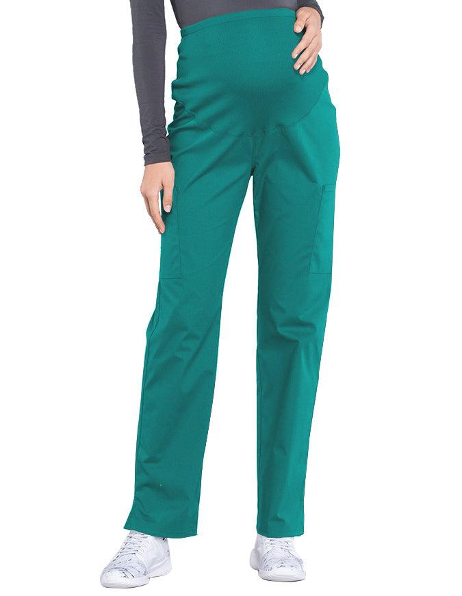 Cherokee Workwear Professionals Maternity Knit Waist Straight Leg Pant Hunter Green