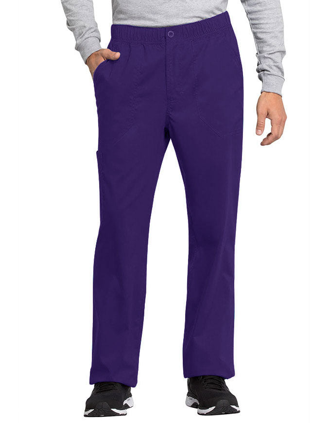 Cherokee Workwear Revolution Tech Men's Mid Rise Straight Leg Zip Fly Petite Eggplant