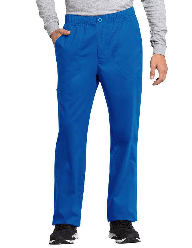 Cherokee Workwear Revolution Tech Men's Mid Rise Straight Leg Zip Fly Petite Pant Royal